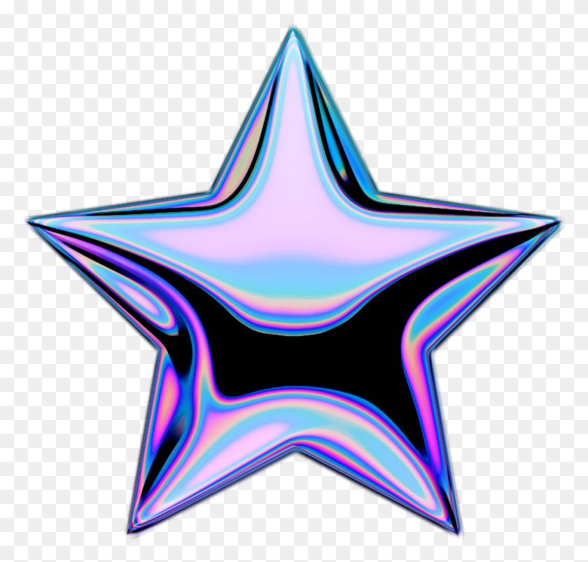 958x913 Holo Holographic Shootingstar Stars Star Emoji Iridesce Vaporwave, Star Symbol, Symbol, Pattern HD PNG Download