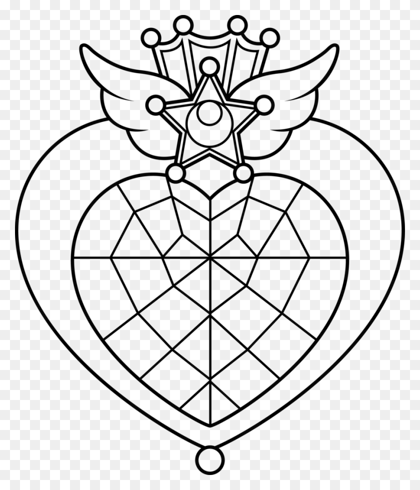900x1062 Holy Grail Line Art Sailor Chibi Moon Crisis Brooch, Gray, World Of Warcraft HD PNG Download