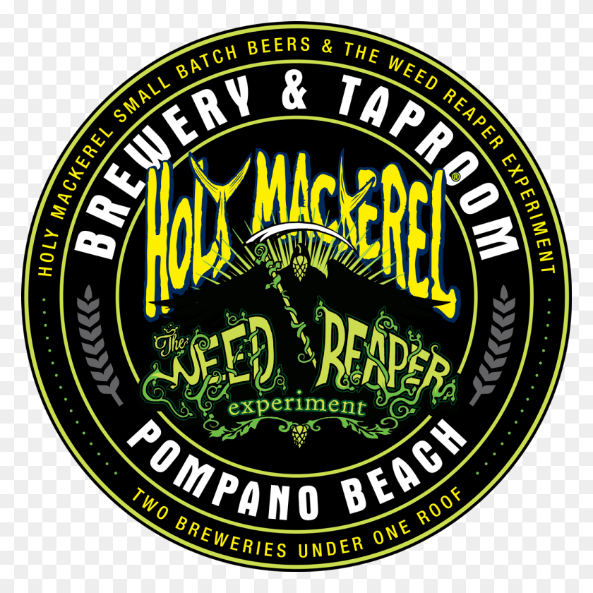 1300x1300 Descargar Png Holy Mackerel Weed Reaper Brewery Logo Label, Texto, Símbolo, Marca Registrada Hd Png