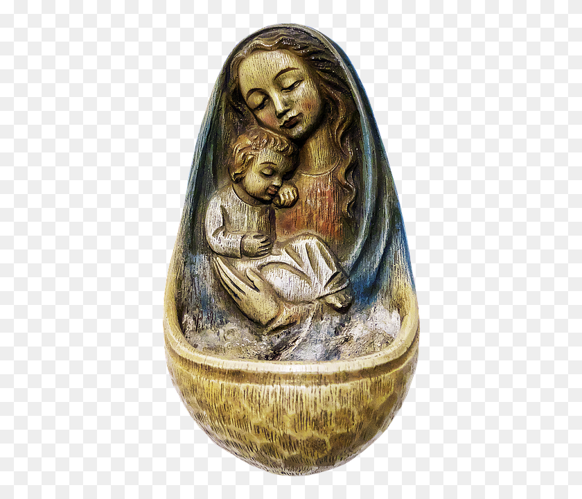 378x660 Holy Water Container Madonna Ceramic Container Bronze, Figurine HD PNG Download
