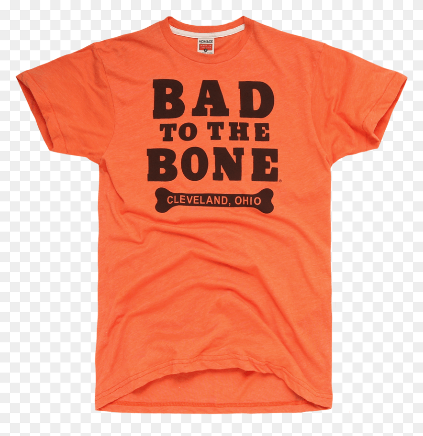 815x843 Homage Cleveland Browns Bad To The Bone Football T Shirt Dodge And Burn Shirt, Clothing, Apparel, T-shirt HD PNG Download