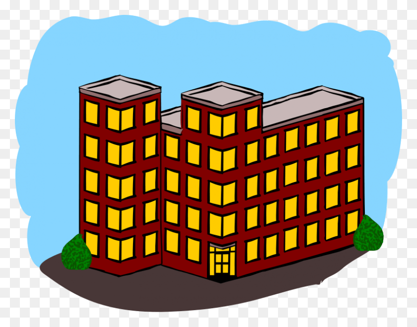 800x615 Home Building Clipart Kid Apartment Clipart, Office Building, Urban, Hotel HD PNG Download