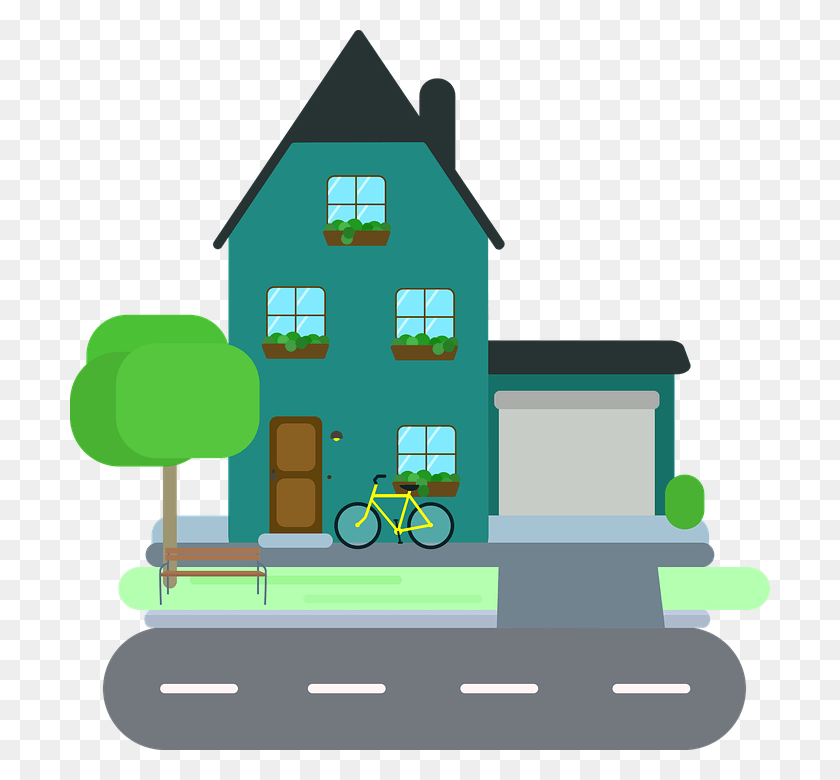 700x720 Home Cottage Residence Family Free Vector Graphic Residence Clipart, Bicycle, Vehicle, Transportation HD PNG Download