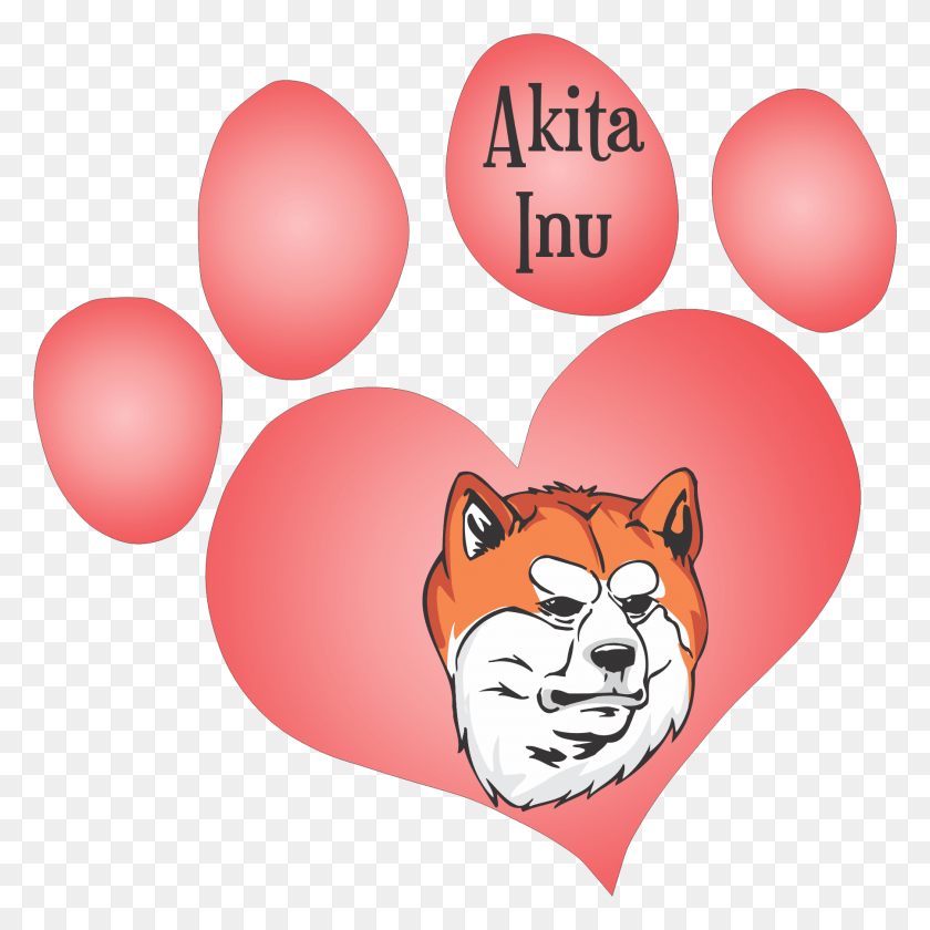 1802x1803 Home Gt Printed Decals Gt Dog Paw Hearts Gt Akita Inu Dog, Ball, Balloon, Text HD PNG Download