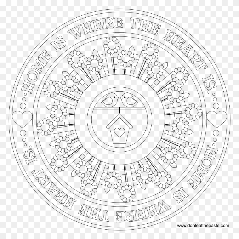 1589x1589 Home Is Where The Heart Is Mandala To Color In Jpg Circle, Gray, World Of Warcraft HD PNG Download