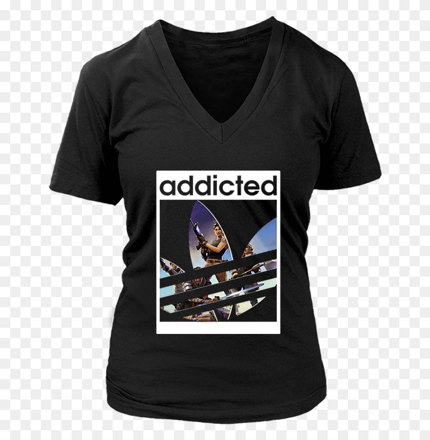 653x799 Home Products Adidas Addicted Fortnite Shirt, Clothing, Apparel, T-shirt HD PNG Download