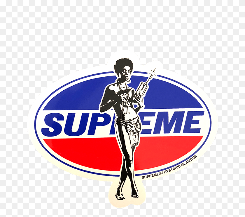 658x687 Home Stickers Supreme Hysteric Glamour Sticker Emblem, Person, Human, Logo HD PNG Download