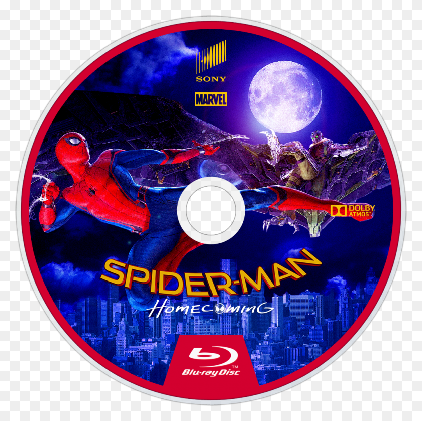 1000x1000 Descargar Png Homecoming Bluray Imagen De Disco Spider Man Homecoming Película, Disco, Dvd, Poster Hd Png