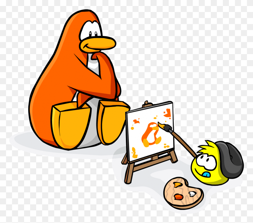 1244x1088 Homepage Painting Puffle And Orange Penguin Club Penguin Painting, Label, Text, Outdoors HD PNG Download