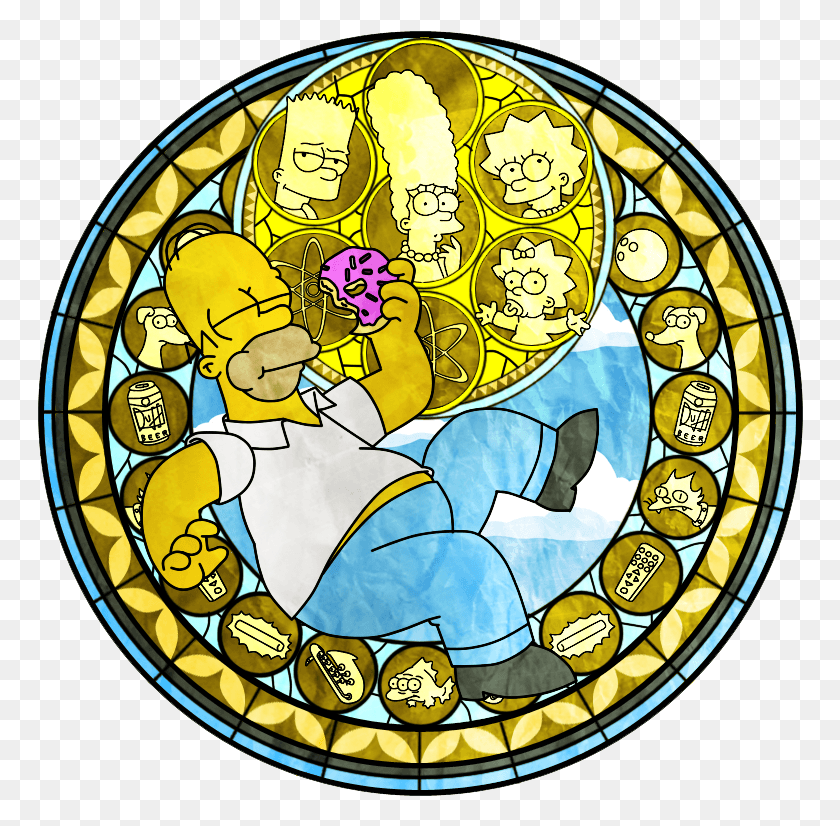 766x766 Homer Simpson Lisa Simpson Moe Szyslak Marge Simpson, Stained Glass HD PNG Download