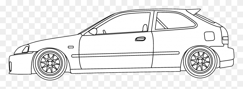 3403x1083 Honda Drawing Civic Hatch Honda Civic Ek4 Draw, Vehicle, Transportation, Boat HD PNG Download