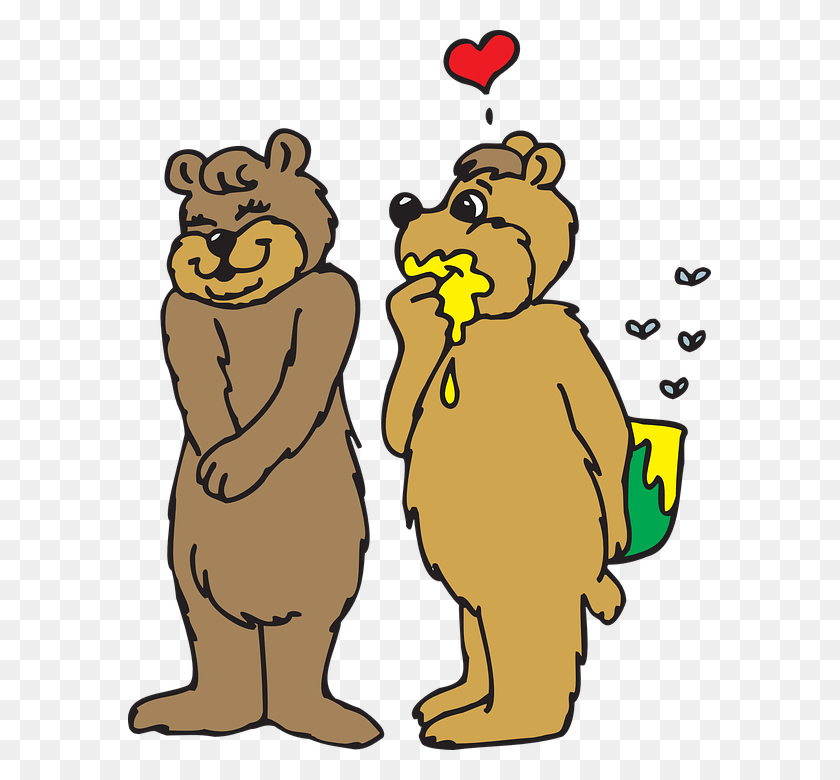 583x720 Honey Heart Love Bears Romance Romantic Valentine Bear And Honey, Hand, Text HD PNG Download