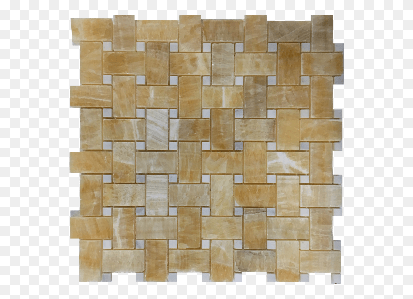560x548 Honey Onyx Basket Weave With White Dot Mosaic Wood, Floor, Staircase, Tile HD PNG Download