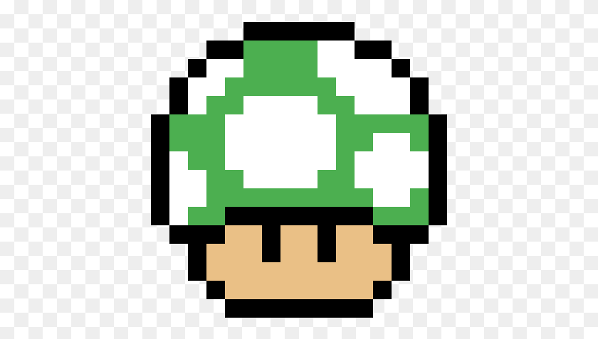 417x417 Hongo Verde Pixel Mario Green Mushroom, First Aid, Minecraft, Pac Man HD PNG Download