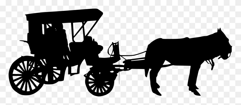 2499x981 Horse And Buggy Mule Horse Harnesses Carriage Horse Carriage Silhouette, Gray, World Of Warcraft HD PNG Download