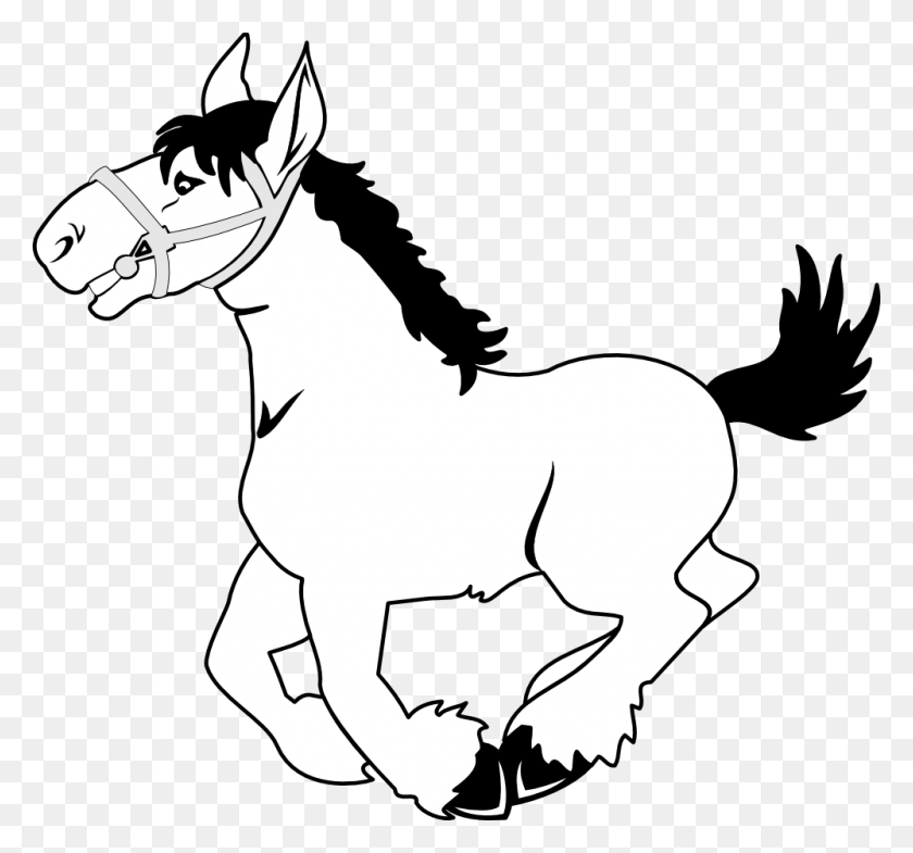 999x929 Horse Clip Art Black And White Clipart Horse Clipart Transparent Background, Stencil, Mammal, Animal HD PNG Download