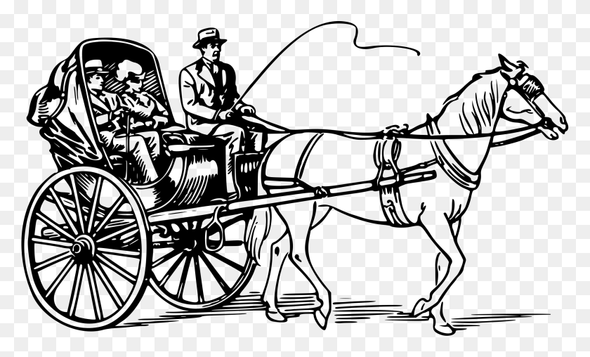 2400x1380 Horse Drawn Carriage Clipart Old Fashioned Horse Cart Drawing, Gray, World Of Warcraft HD PNG Download