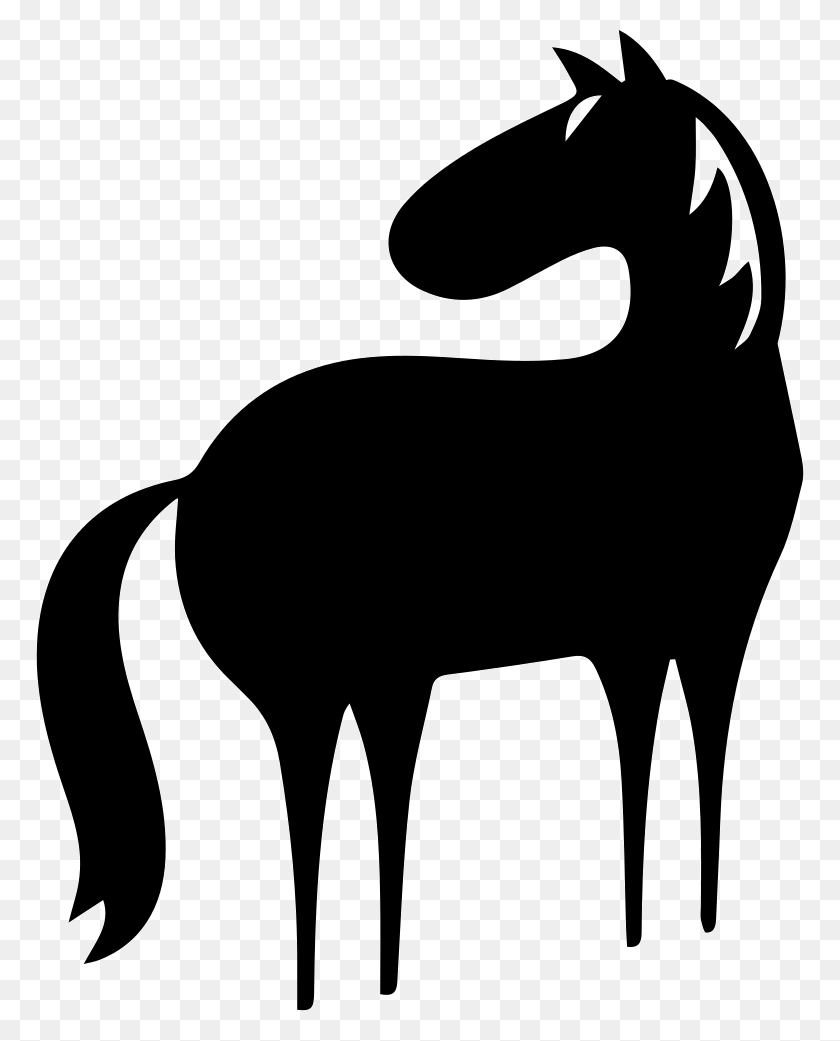 768x981 Horse Full Body Cartoon Variant Facing The Left Direction, Stencil, Animal HD PNG Download
