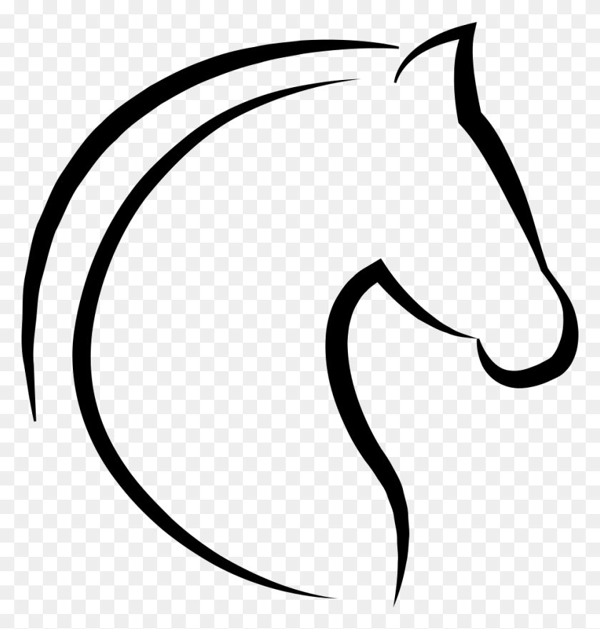 932x981 Horse Head With Hair Outline Comments Horse Head Outline, Label, Text, Stencil HD PNG Download