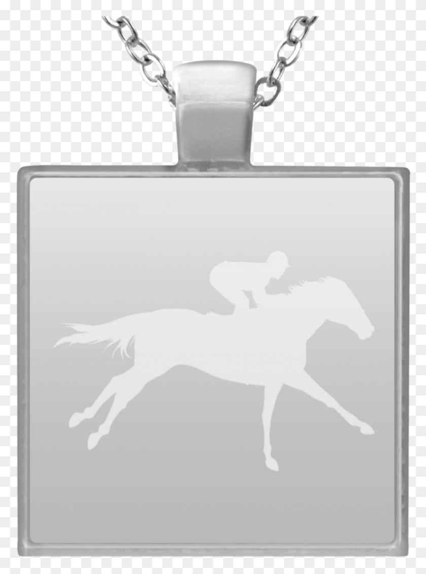824x1133 Horse Racing Un4684 Square Necklace Necklace, White Board, Mammal, Animal HD PNG Download