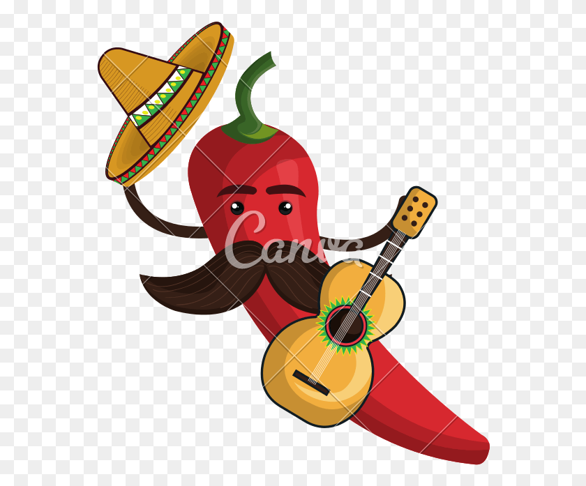 564x637 Hot Pepper With Hat Mexican Cuisine, Lute, Musical Instrument, Sombrero HD PNG Download