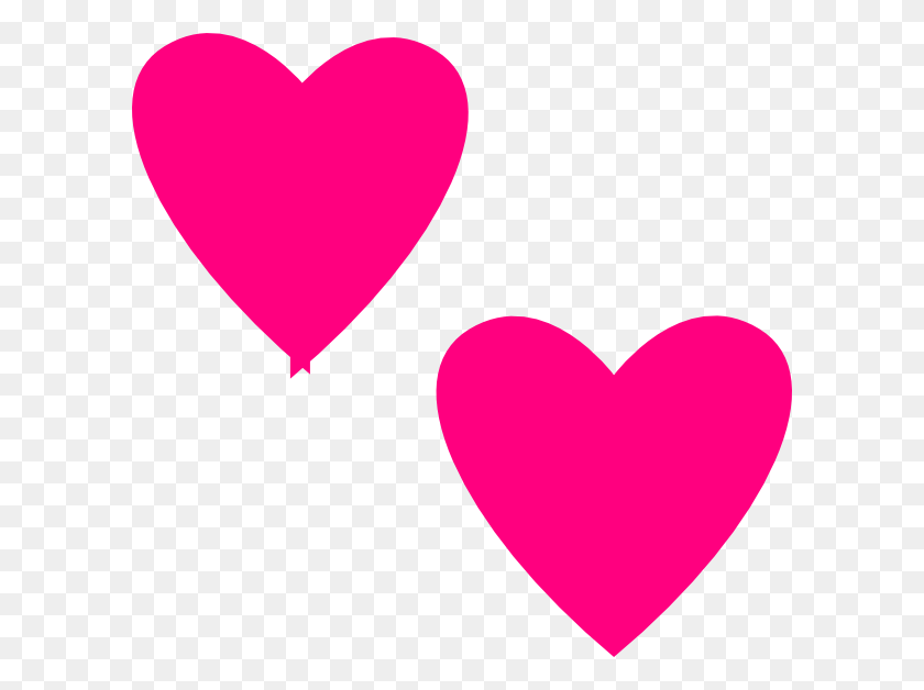 600x568 Hot Pink Double Hearts Clip Art Hot Pink Heart Clip Art, Heart, Cushion, Pillow HD PNG Download