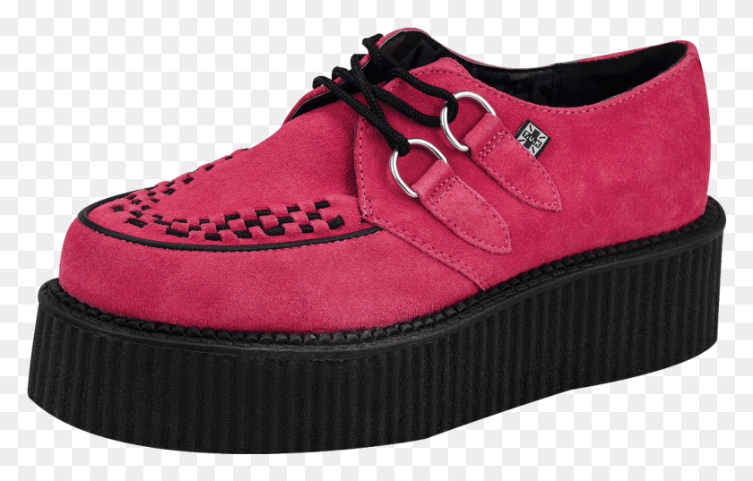 1081x662 Hot Pink Suede Round Toe Mondo Sole Creeper Pink Creepers Shoe, Footwear, Clothing, Apparel HD PNG Download