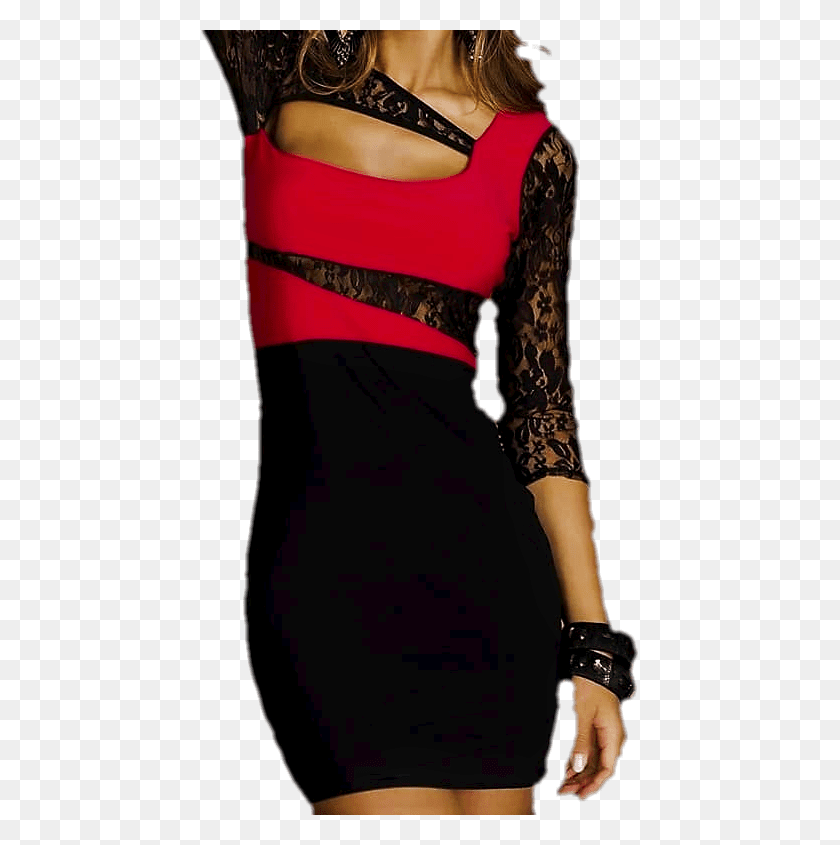 437x785 Hot Sexy Dress Red And Black Cocktail Dress, Sleeve, Clothing, Apparel Descargar Hd Png
