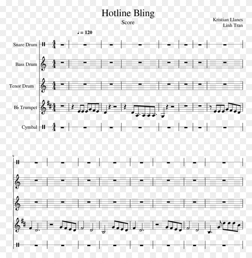 786x806 Hotline Bling Botc 2016 Drumline Sheet Music For Percussion Pompa Y Circunstancia Partitura Pdf, Gray, World Of Warcraft HD PNG Download