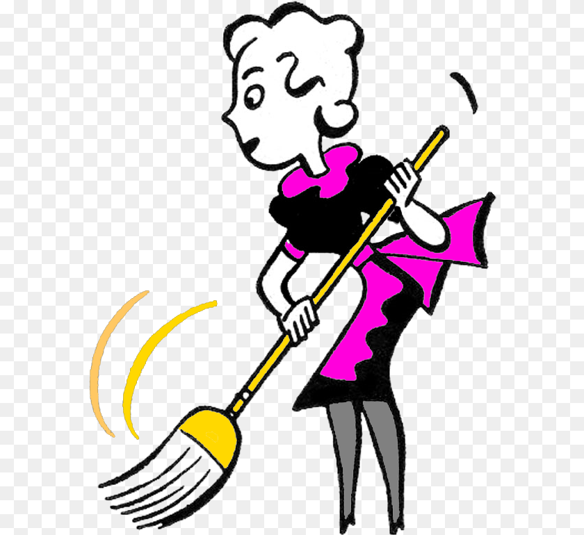 587x770 House Cleaning In Black And White Clipart Download, Person, Adult, Female, Woman Transparent PNG
