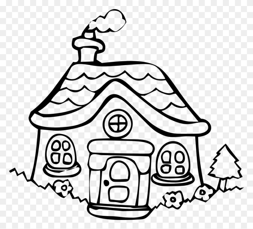 834x750 House Cottage Building Holiday Home Dwelling Cartoon Houses Holiday Line Drawing, Gray, World Of Warcraft HD PNG Download