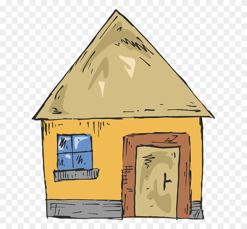 623x720 House Drawing Color Yellow Figure Window Cartoon, Building, Housing, Outdoors Descargar Hd Png