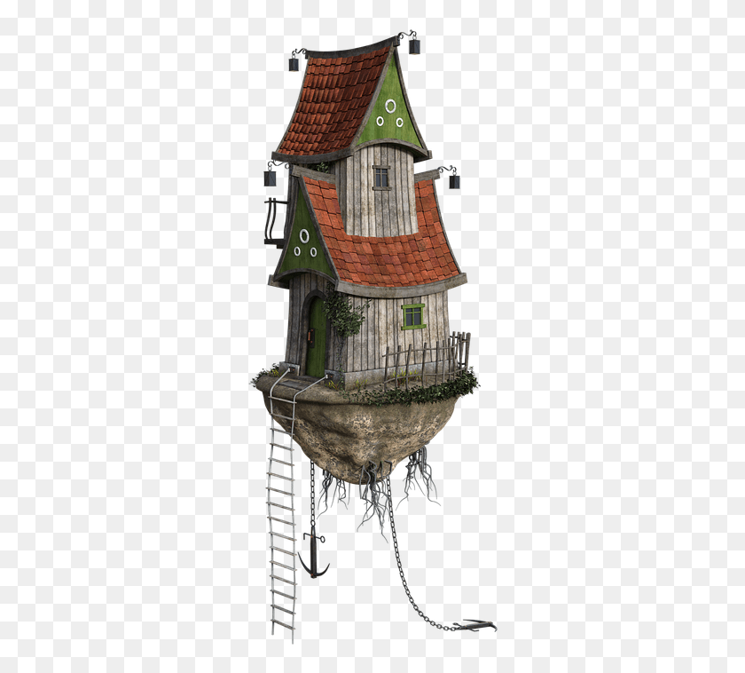 286x698 House Fantasy Flying Ropes Ladder Lights Mystical Galleon, Housing, Building, Nature HD PNG Download