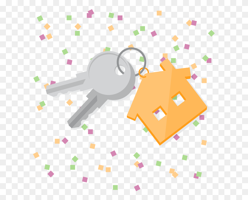 617x617 House Keys With New Year39s Confetti In Background New Year New Home, Paper, Key HD PNG Download