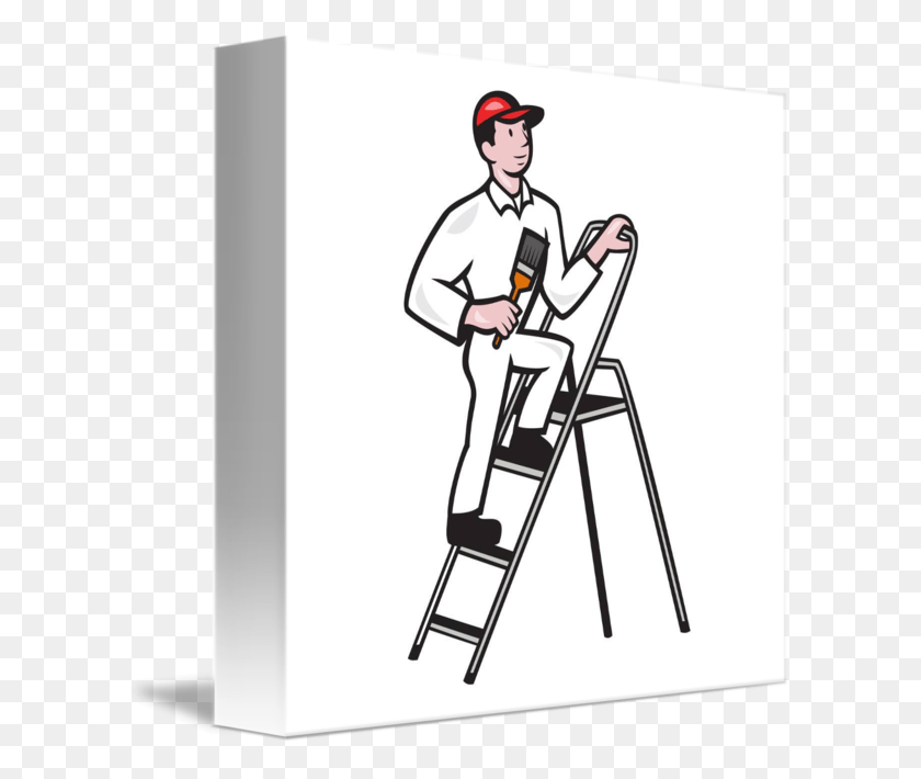 606x650 House Painter Standing Painter Standing On Ladder, Person, Human, Chair HD PNG Download