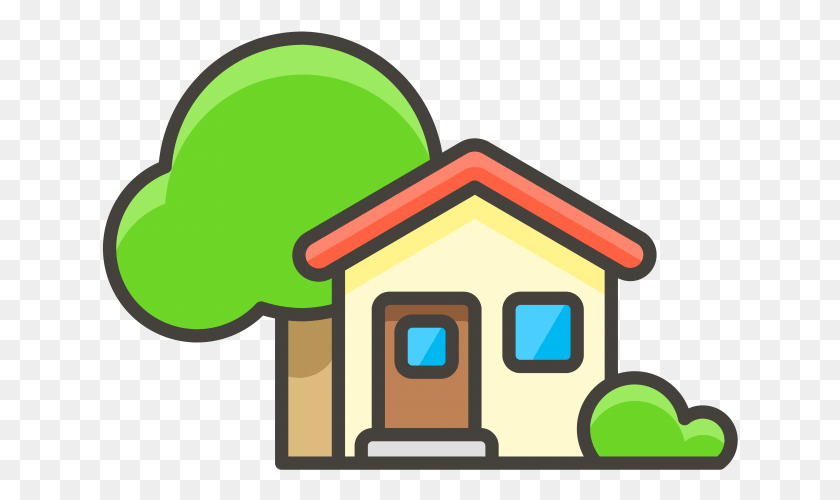 637x440 House With Garden Emoji Icon House Tree Icon, Housing, Building HD PNG Download