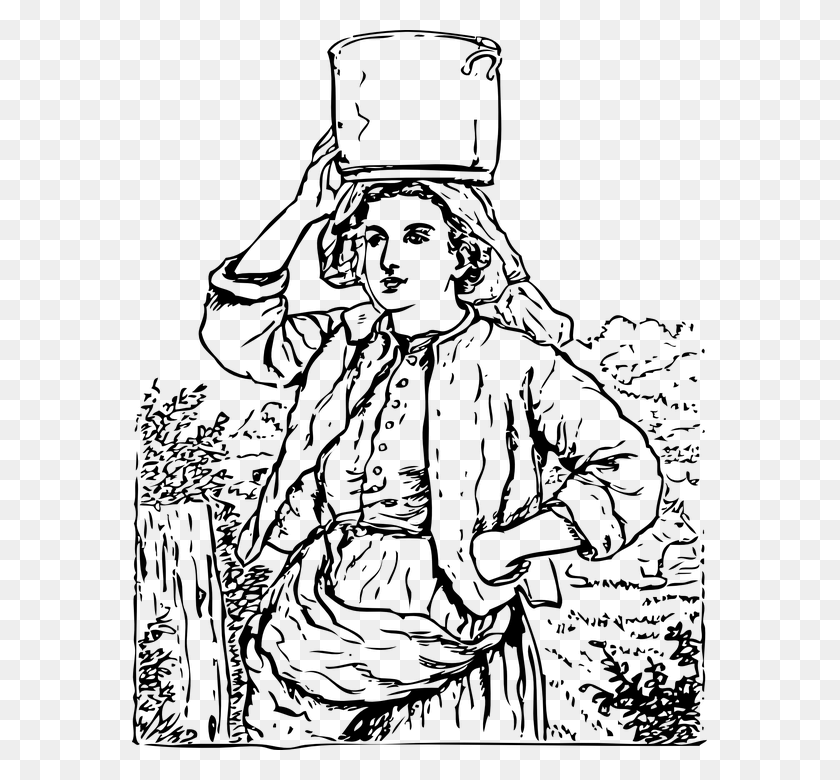 575x720 Housewife Water Bucket Maid Village Woman Lady Milkmaid Clipart, Gray, World Of Warcraft HD PNG Download