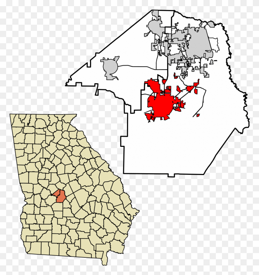 923x984 Houston County And Peach County Georgia Incorporated Campbell County Ga, Map, Diagram, Plot HD PNG Download
