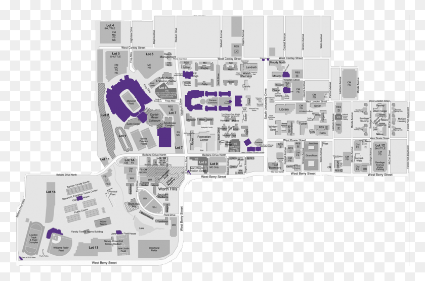 1055x673 Hover Your Mouse Over The Building To See What You University Of Tcu Campus, Diagram, Plan, Plot HD PNG Download