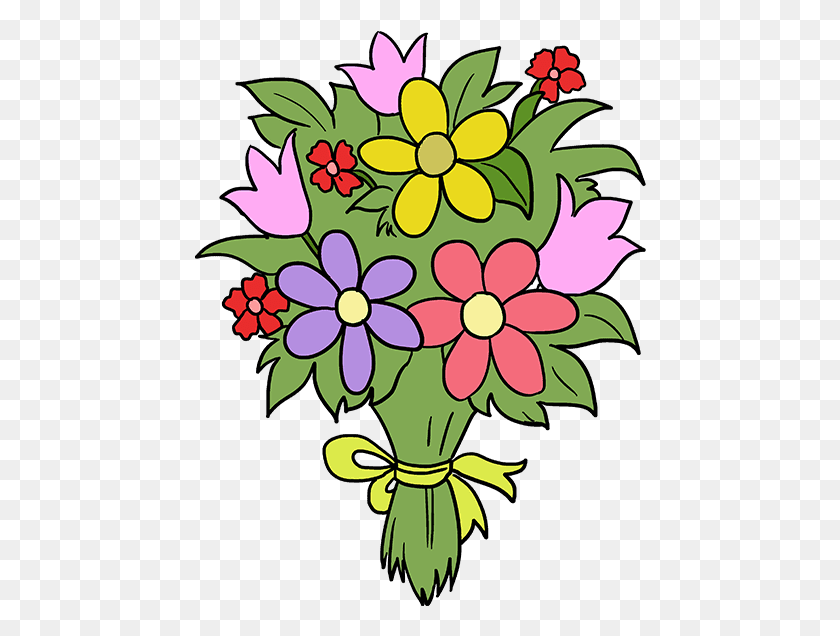 452x576 How To Draw A Bouquet Of Flowers How To Draw A Flower Bouquet Of Flowers Drawing, Graphics, Floral Design HD PNG Download