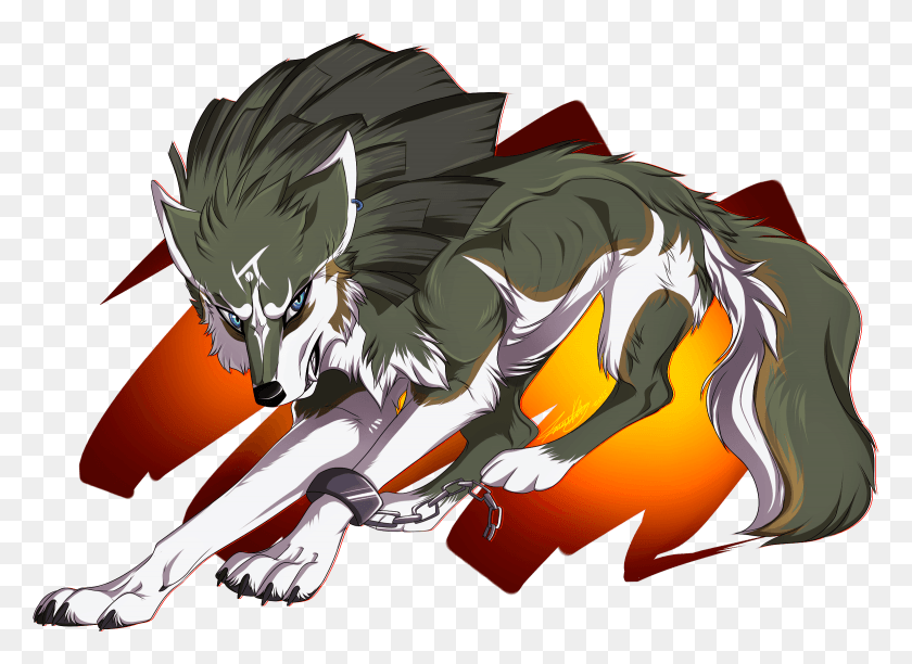 2340x1658 How To Draw A Cartoon Wolf Howling At The Moon Body Anime Wolf Link, Animal, Statue, Sculpture HD PNG Download
