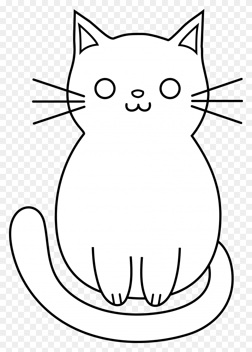 3528x5039 Cómo Dibujar Una Cabeza De Gato Ojo De Invierno Dibujos Animados Clip Art Blanco Y Negro, Stencil, Animal Hd Png