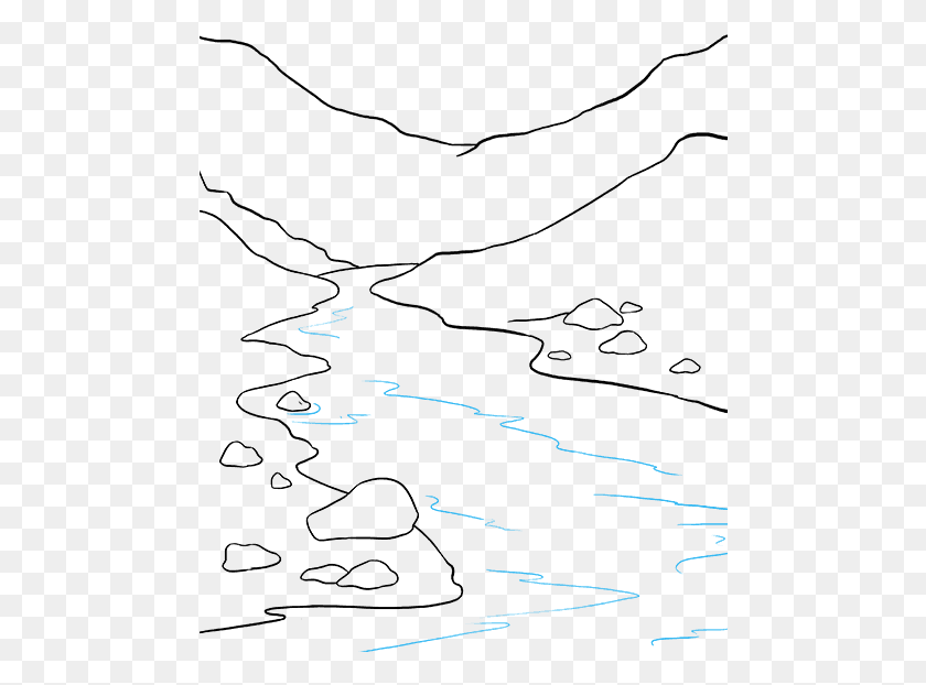 480x562 How To Draw A River Simple River Line Drawing, Outdoors, Nature, Outer Space HD PNG Download