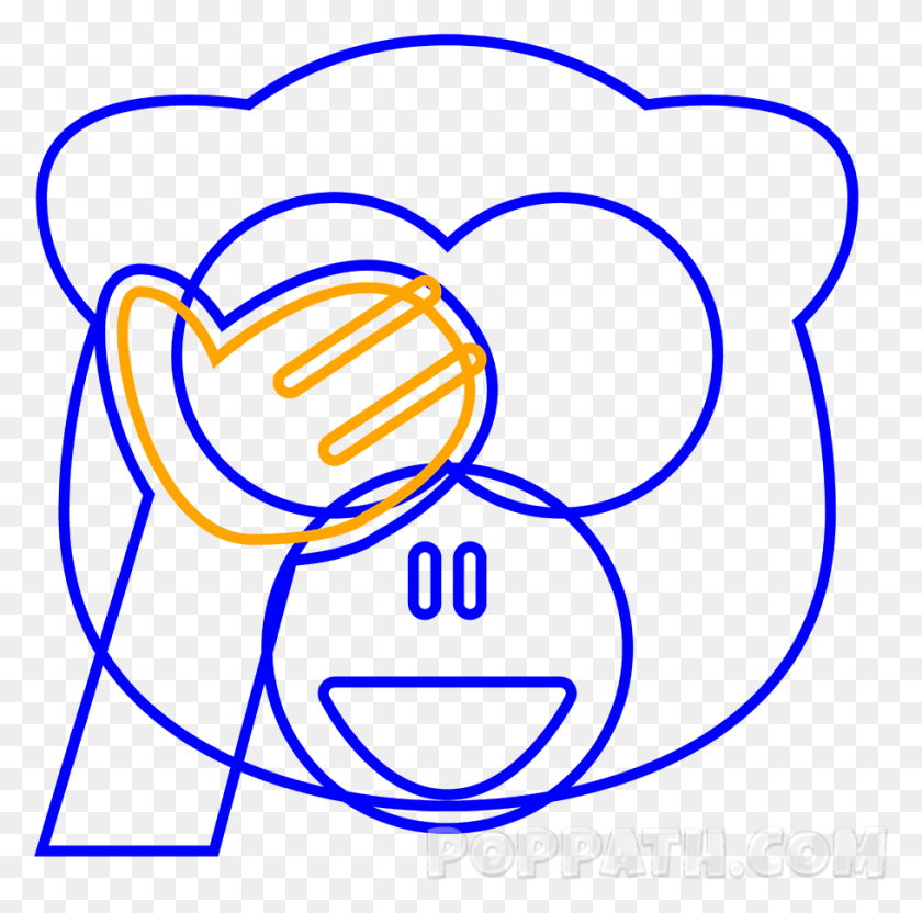 910x901 Cómo Dibujar Un Emojis De See No Evil Para Colorear, Light, Neon, Text Hd Png
