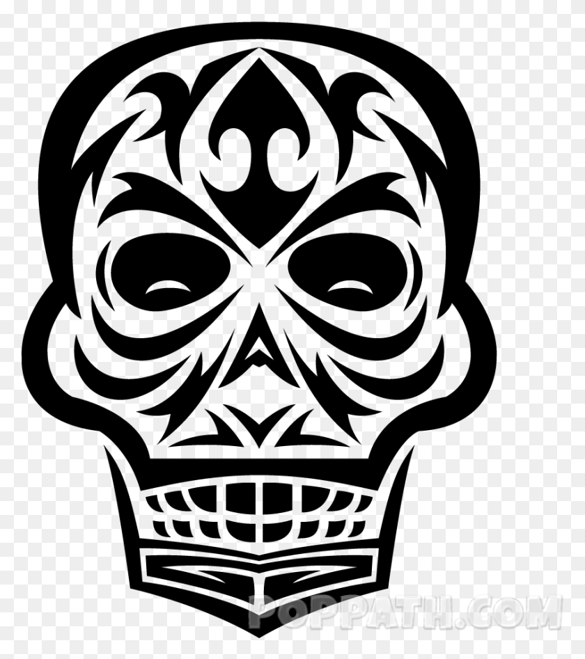 845x961 Cómo Dibujar Un Cráneo Tatuaje Tribal, Gray, World Of Warcraft, Texto Hd Png