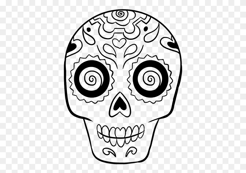 405x531 How To Draw A Sugar Skull Step Step Tutorial Easy Drawing Sugar Skull Easy Drawing, Gray, World Of Warcraft HD PNG Download