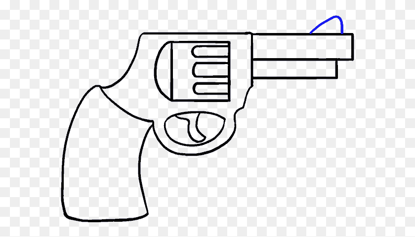 595x421 How To Draw Cartoon Revolver In Few Cartoon Gun Drawing, Label, Text, Logo HD PNG Download