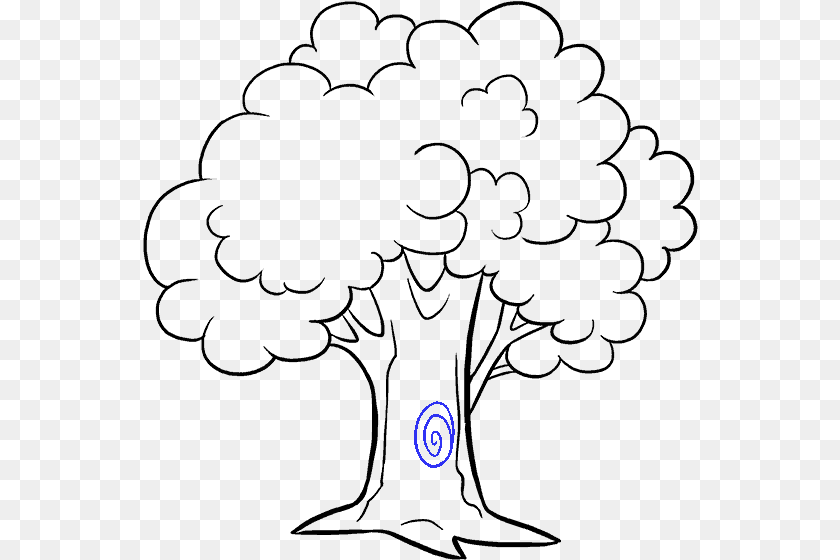 556x560 How To Draw Cartoon Tree Cartoon Tree Easy Drawing, Spiral Sticker PNG