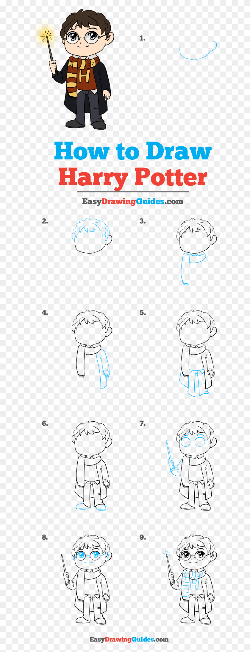 616x2128 How To Draw Harry Potter Harry Potter Drawing Easy Tutorial, Text, Number, Symbol HD PNG Download