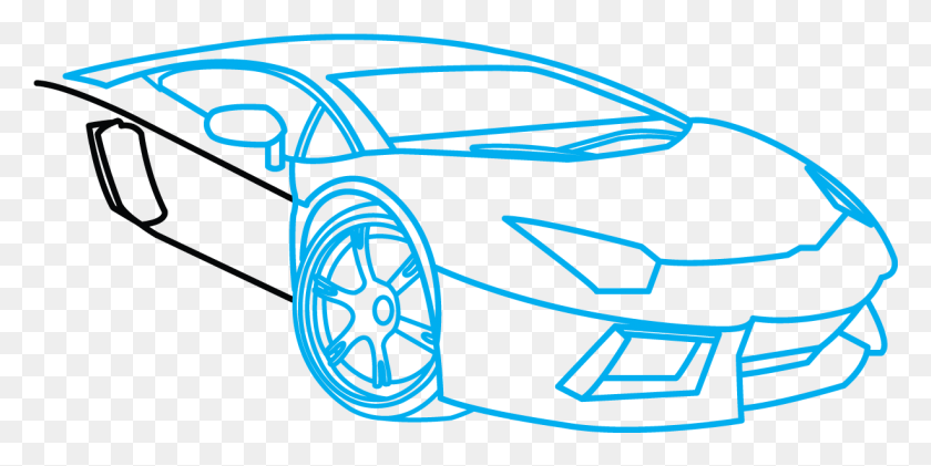 1227x568 Cómo Dibujar Lamborghini Aventador Un Coche Fácil Paso Fácil Lamborghini Aventador Dibujo, Texto, Logotipo, Símbolo Hd Png